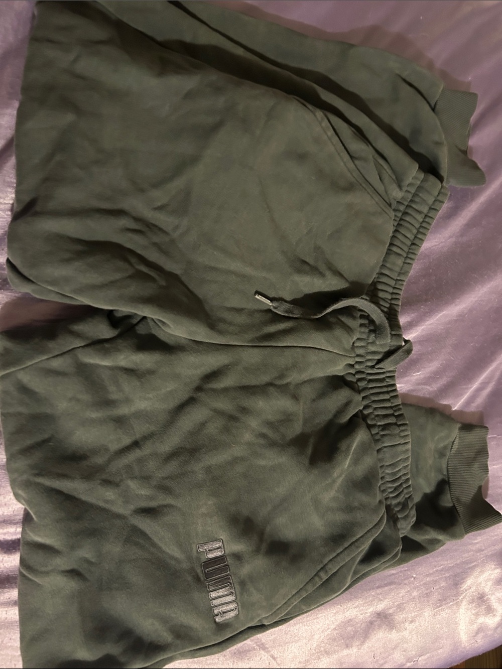 Puma Olive Green Athletic Drawstring Shorts